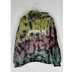 Assholes Live Forever Tie Dye Womens Hoodie Pullover Size 3X New Pink Blue Green